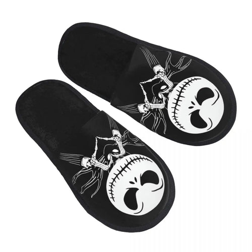 Custom Halloween Jack Skellington Cartoon House Slippers Women Cozy