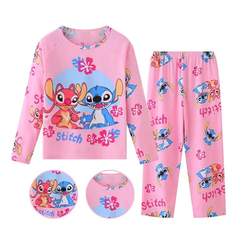 New Spring Children's Clothing Sets Stitch Angel Boy Sleepwear Long