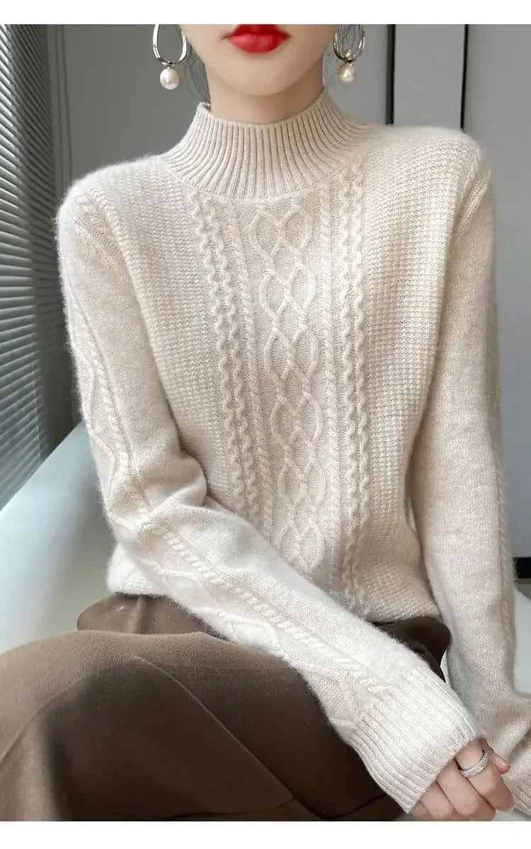 Damen-Rollkragenpullover aus 100% Kaschmir in großen Größen bis 6XL