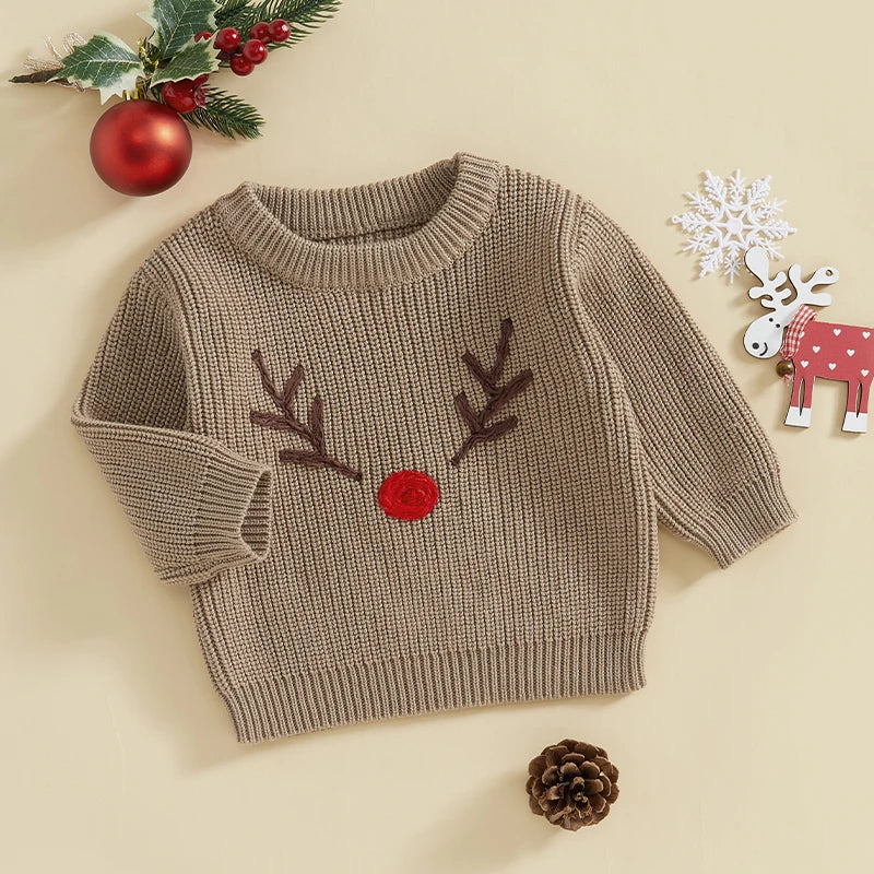 Infant Baby Girls Boys Christmas Knit Sweater Long