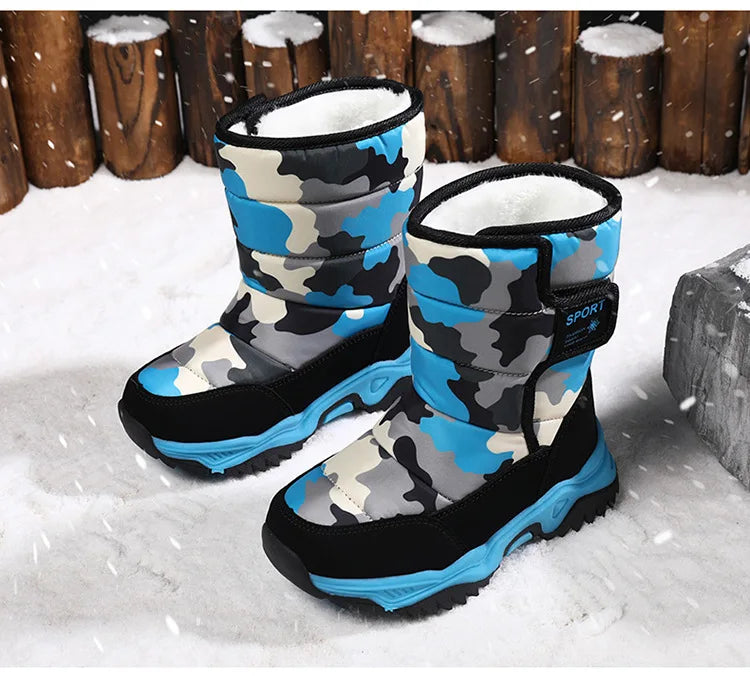 Winter Kinderschuhe mit  Plüsch  aus wasserdichten Stoff rutschfest!