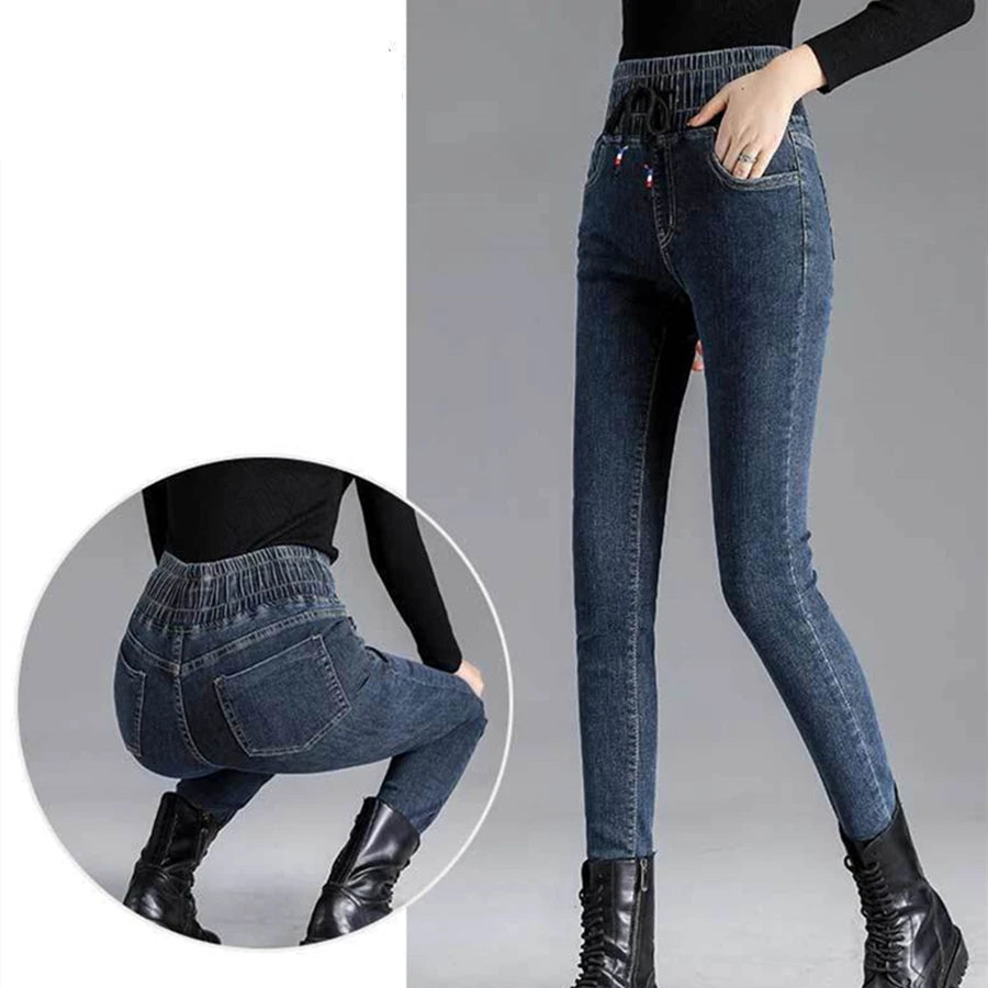 Oversize Klassische Stretch Dünne Jeans der Frauen Dünne Denim Hosen