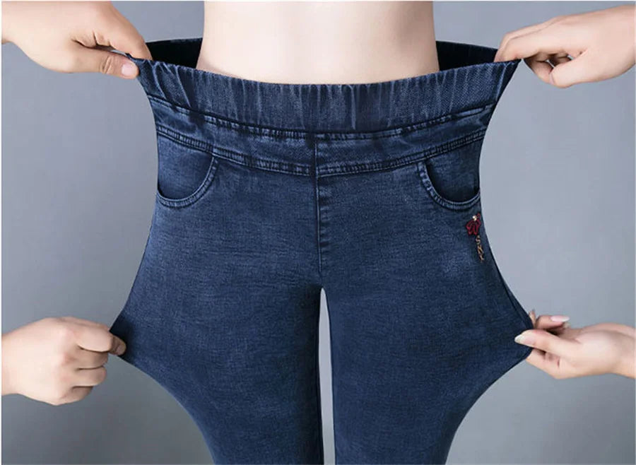 Bleistift Jeans Hose Frauen Plüsch Samt gefüttert