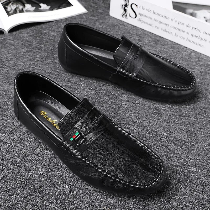 Men's Formal Shoes White Loafers Pu Casual Shoes Slip on Fashion