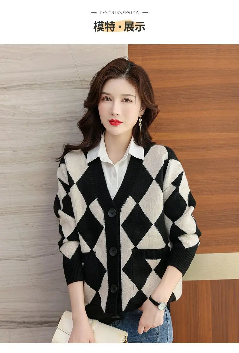 Spring Autumn New Long Sleeve Loose Vintage Cardigan