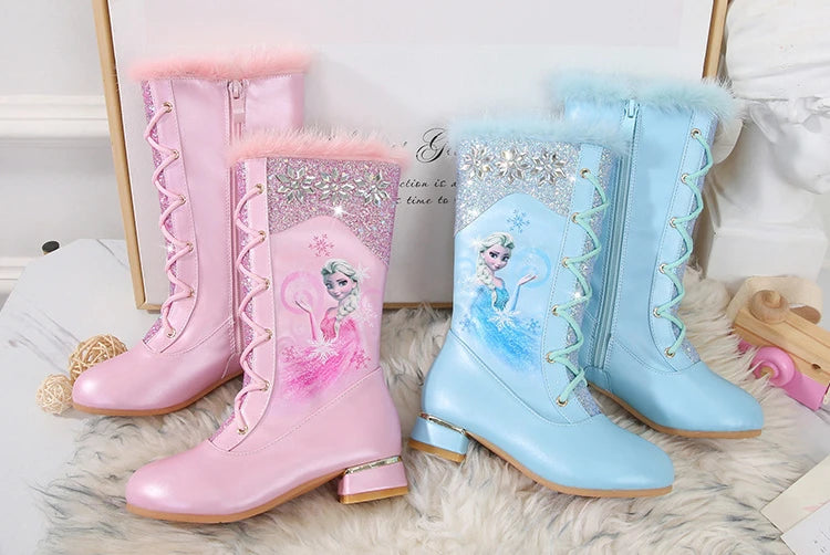 Disney Girls'  Kunstleder Elsa Stiefel gefüttert