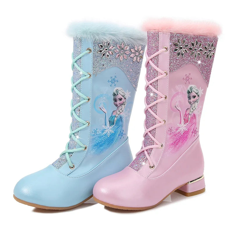 Disney Girls'  Kunstleder Elsa Stiefel gefüttert