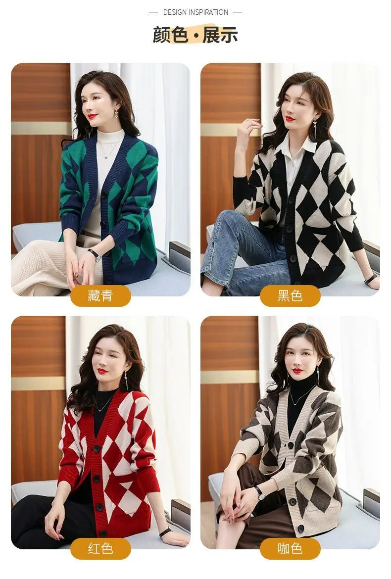 Spring Autumn New Long Sleeve Loose Vintage Cardigan