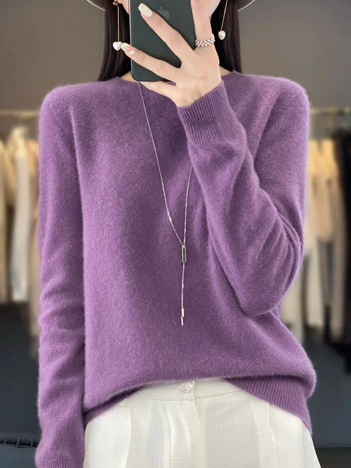 Women 100% Pure Merino Wool Knitted Sweater Autumn Winter Fashion