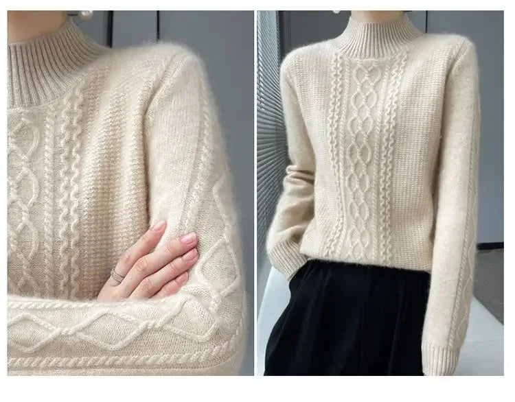 Damen-Rollkragenpullover aus 100% Kaschmir in großen Größen bis 6XL