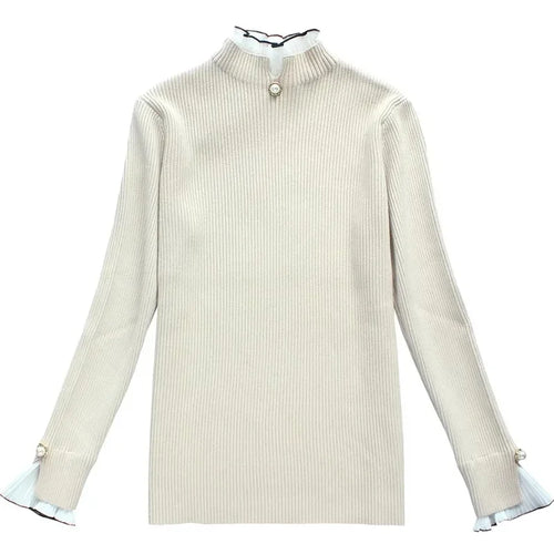 Spring Autumn Cashmere Sweater Women's Knitted Sweater Half High