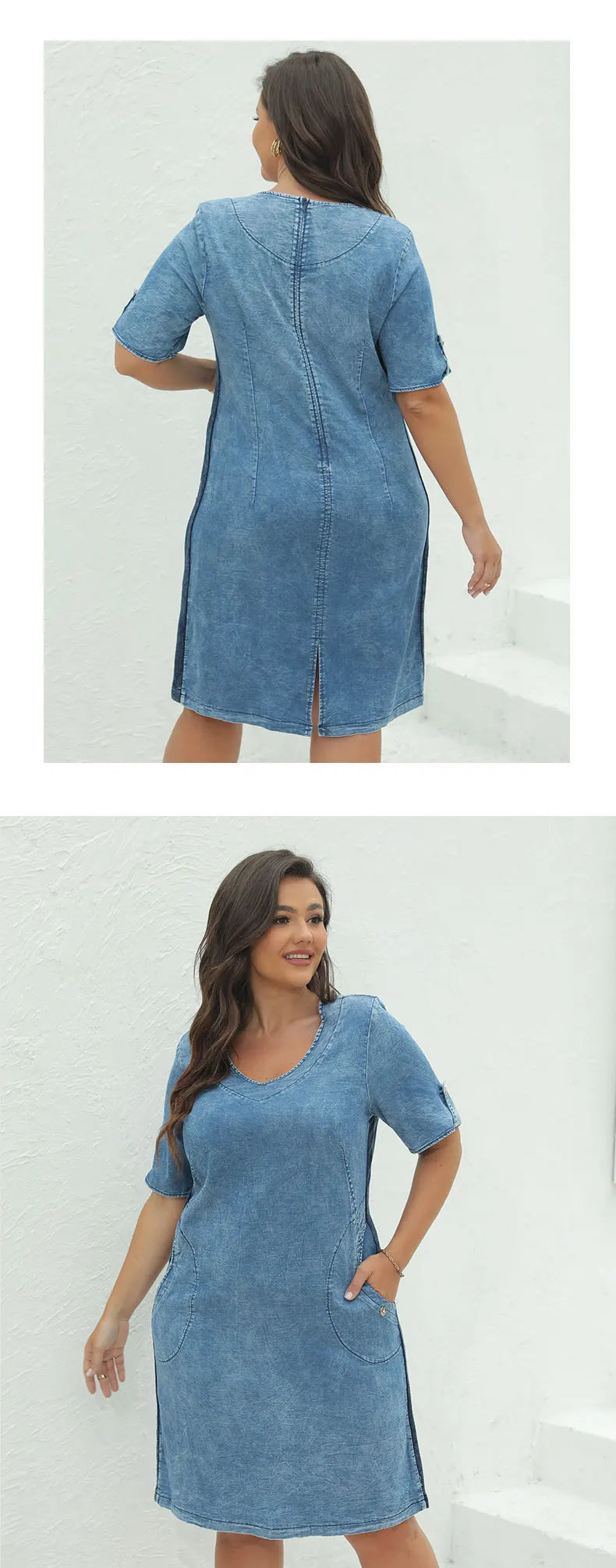 Damen Plus Size Denim Kleid Sommer Kleid