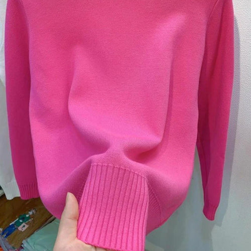 Turtleneck Solid Sweater Women Fashion New Stretch Tops Knitted